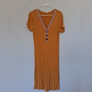 Chic Mustard V-Neck Maxi Dress